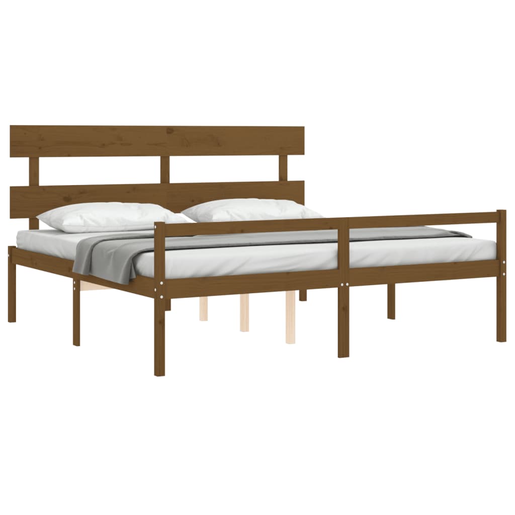 Senior Bed without Mattress Honey Brown 200x200 cm Solid Wood