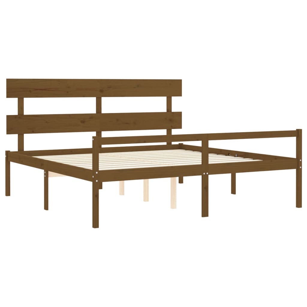 Senior Bed without Mattress Honey Brown 200x200 cm Solid Wood