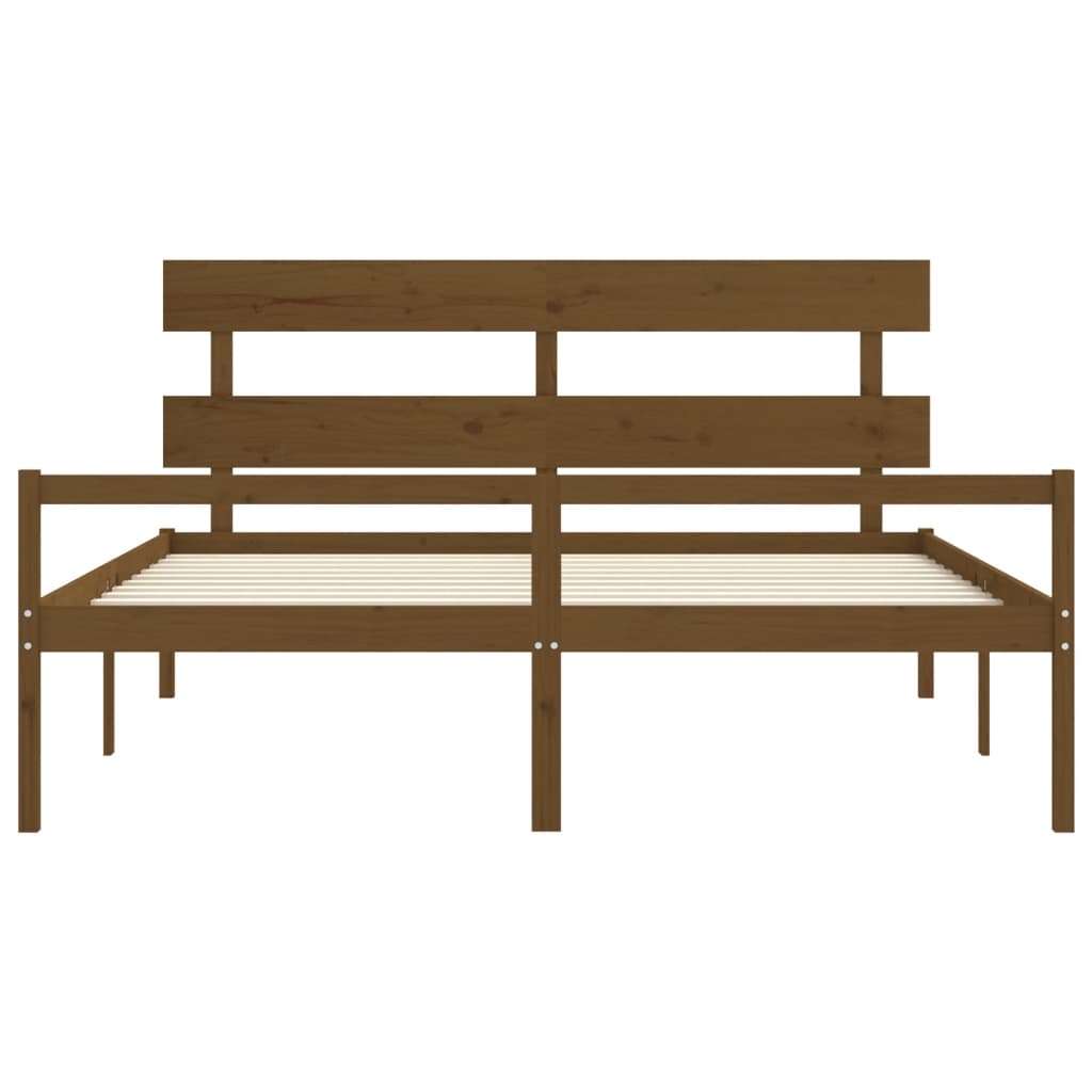 Senior Bed without Mattress Honey Brown 200x200 cm Solid Wood
