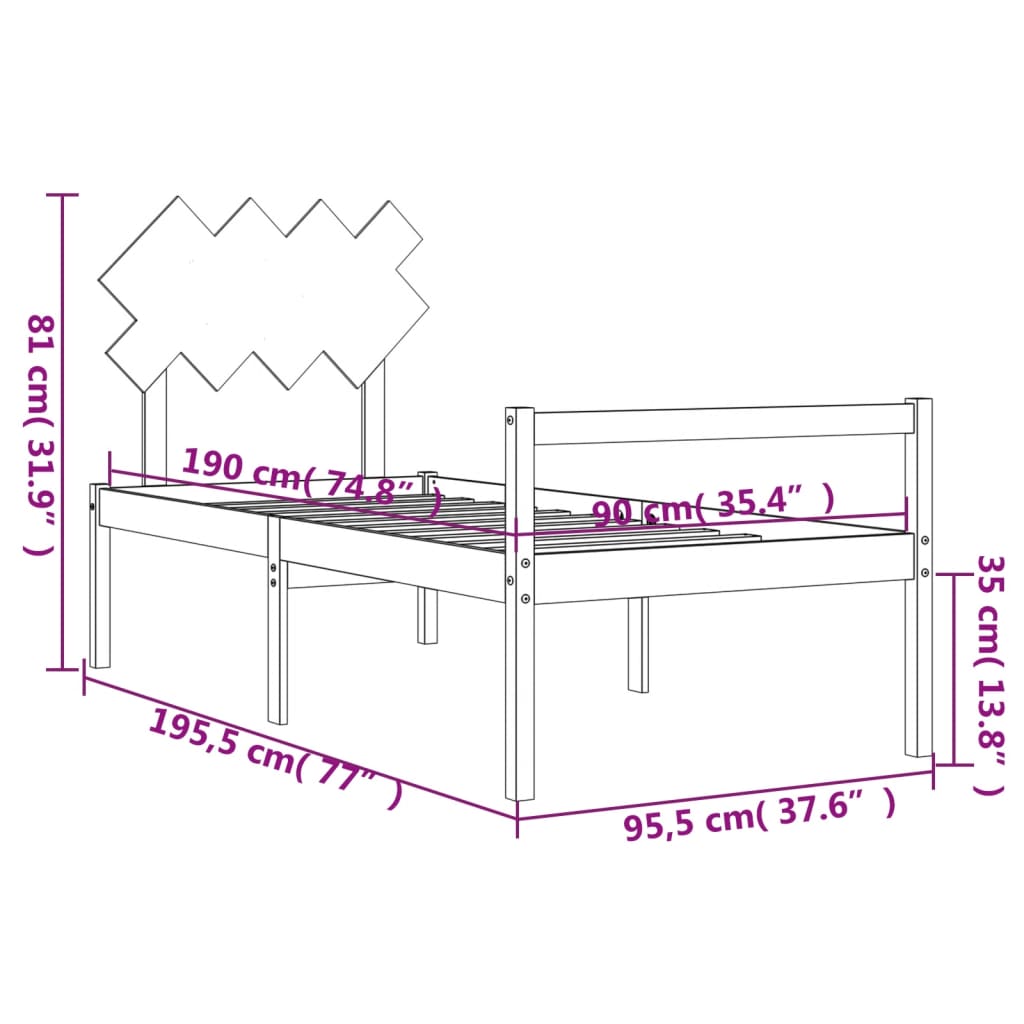Senior Bed Without Mattress Single Solid Wood