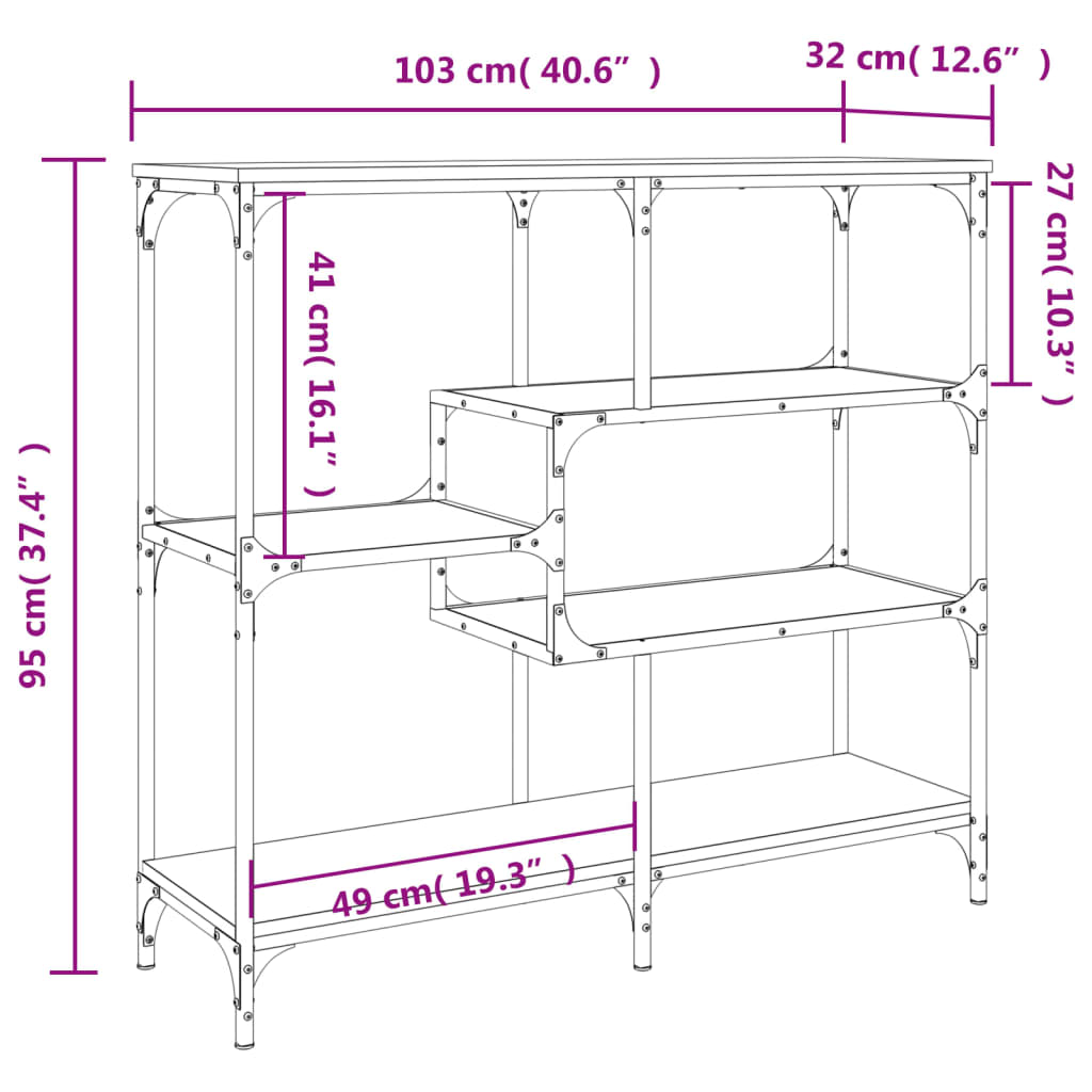 Console Table Grey Sonoma 103x32x95 cm Engineered Wood