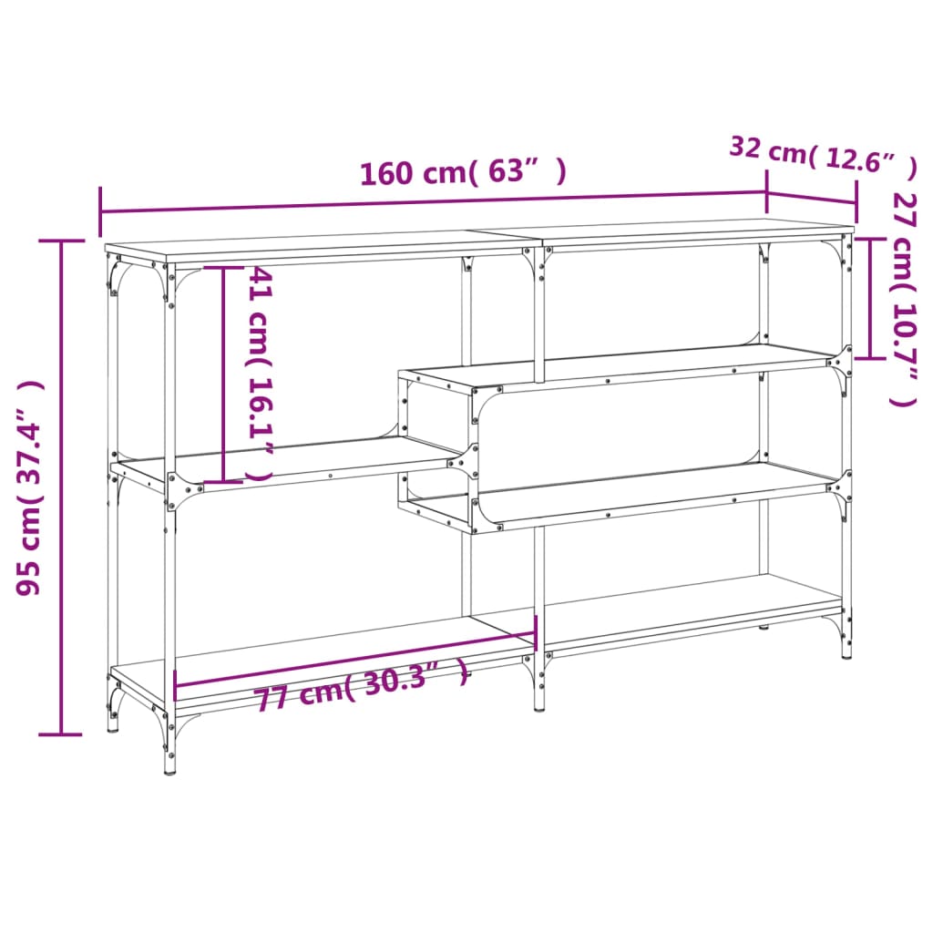 Console Table Grey Sonoma 160x32x95 cm Engineered Wood