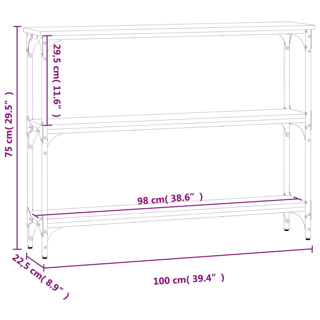 Console Table 100X22.5X75 Cm Engineered Wood