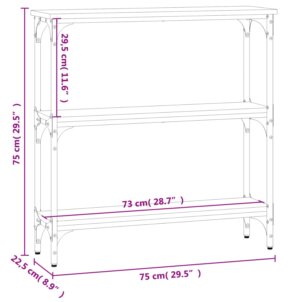 Console Table Black 75x22.5x75 cm Engineered Wood