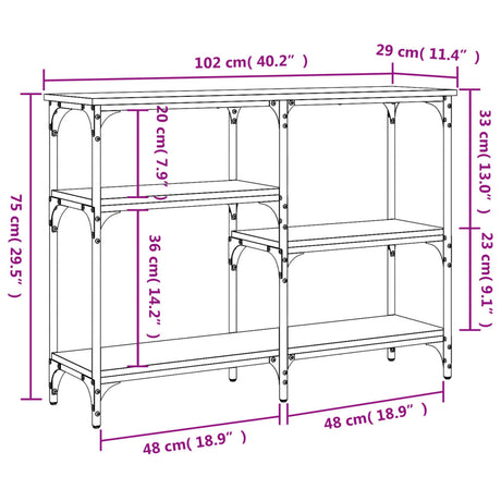 Console Table 102X29X75 Cm Engineered Wood