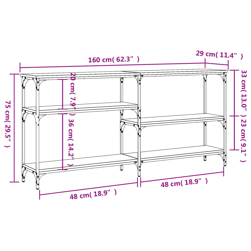 Console Table Grey Sonoma 160x29x75 cm Engineered Wood