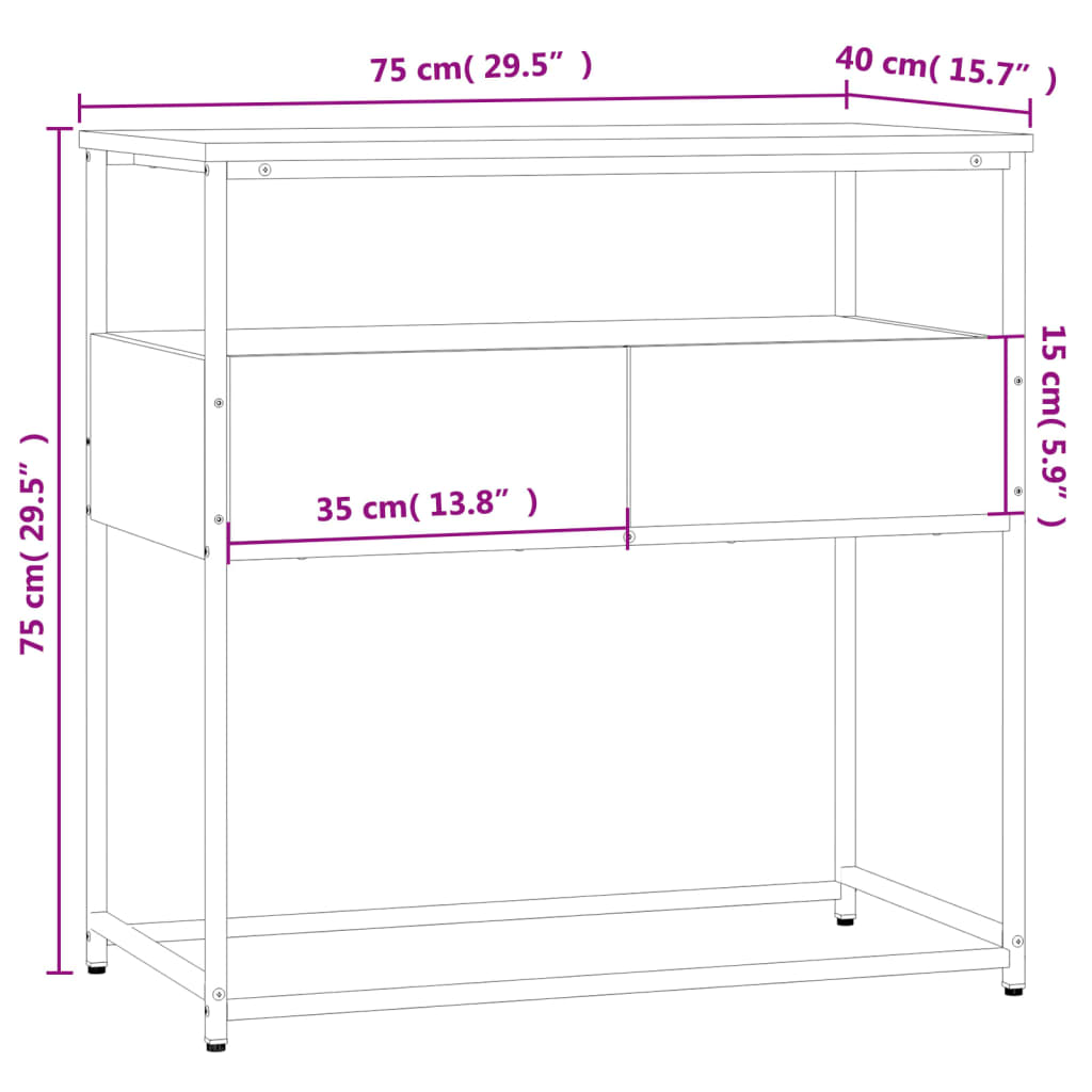 Console Table Brown Oak 75x40x75 cm Engineered Wood