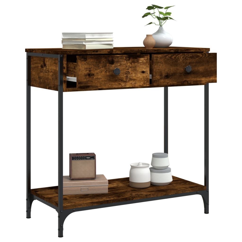 Console Table Smoked Oak 75x34.5x75 cm Engineered Wood