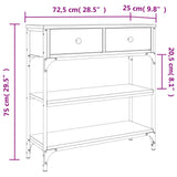 Console Table Smoked Oak 72.5x25x75 cm Engineered Wood