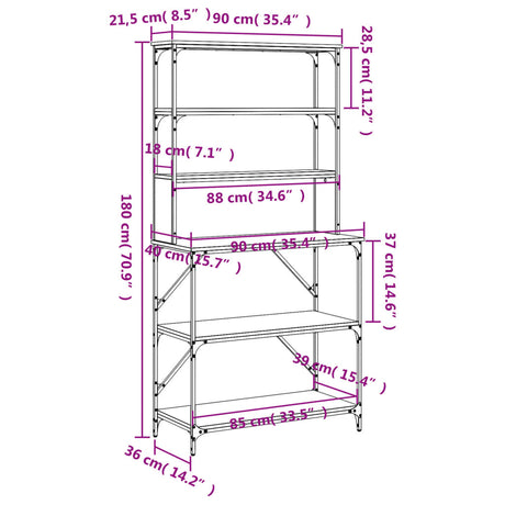 Baker's Rack 6-Tier 90X40X180 Cm Engineered Wood