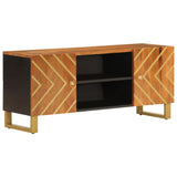 Tv Cabinet Brown And Black 105X33.5X46 Cm Solid Wood Mango