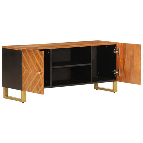 Tv Cabinet Brown And Black 105X33.5X46 Cm Solid Wood Mango