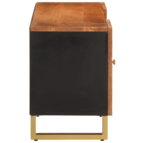 Tv Cabinet Brown And Black 105X33.5X46 Cm Solid Wood Mango