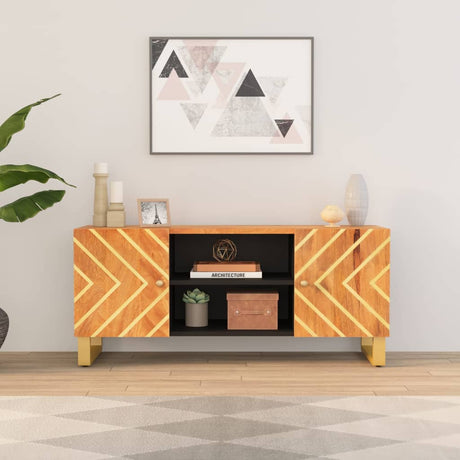 Tv Cabinet Brown And Black 105X33.5X46 Cm Solid Wood Mango