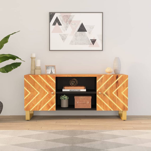Tv Cabinet Brown And Black 105X33.5X46 Cm Solid Wood Mango