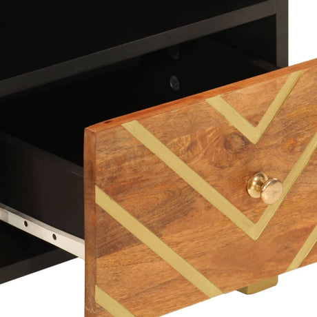 Tv Cabinet Brown And Black 70X33.5X46 Cm Solid Wood Mango