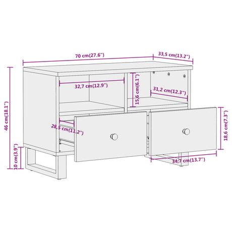 Tv Cabinet Brown And Black 70X33.5X46 Cm Solid Wood Mango