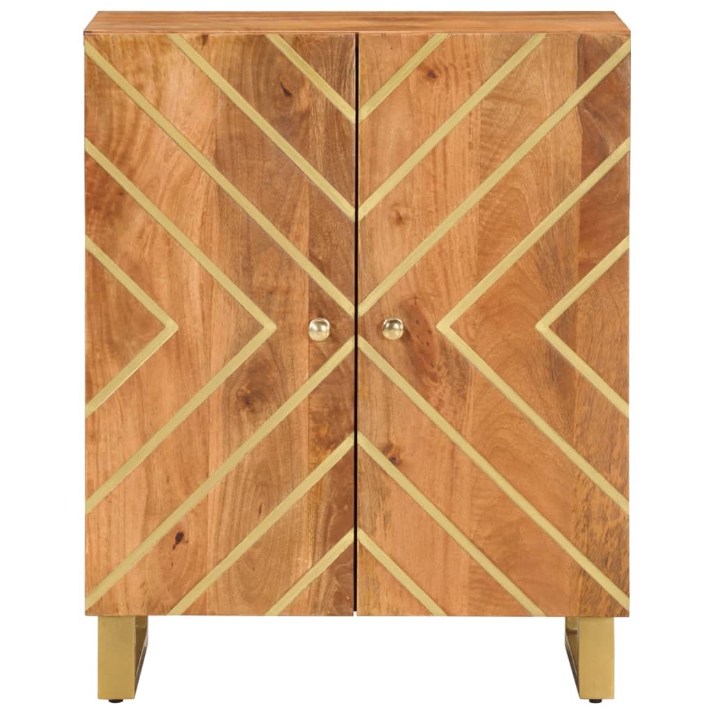 Side Cabinet Brown And Black 60X33.5X75 Cm Solid Wood Mango