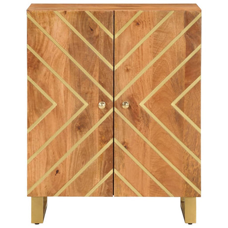 Side Cabinet Brown And Black 60X33.5X75 Cm Solid Wood Mango