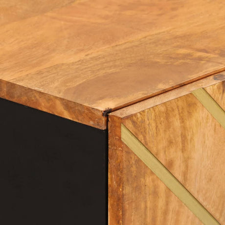 Side Cabinet Brown And Black 60X33.5X75 Cm Solid Wood Mango