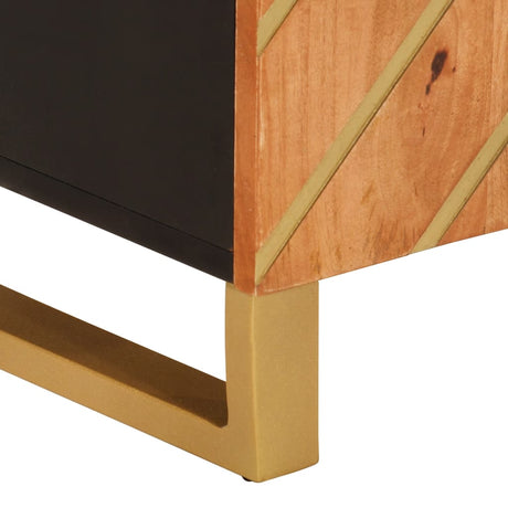 Side Cabinet Brown And Black 60X33.5X75 Cm Solid Wood Mango