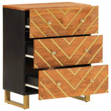 Side Cabinet Brown And Black 60X33.5X75 Cm Solid Wood Mango