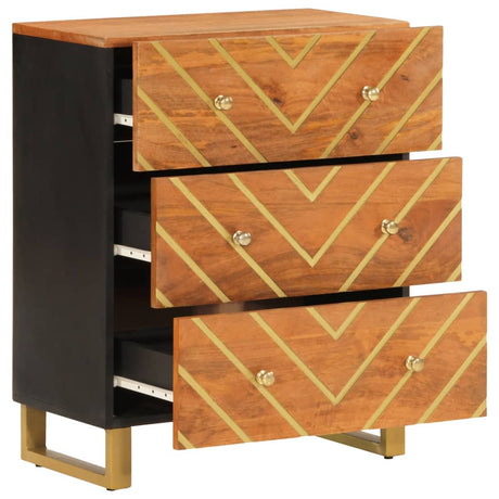 Side Cabinet Brown And Black 60X33.5X75 Cm Solid Wood Mango