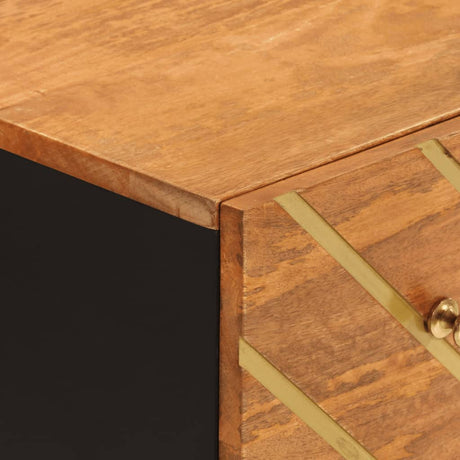 Side Cabinet Brown And Black 60X33.5X75 Cm Solid Wood Mango