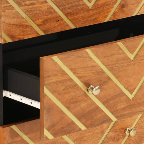 Side Cabinet Brown And Black 60X33.5X75 Cm Solid Wood Mango