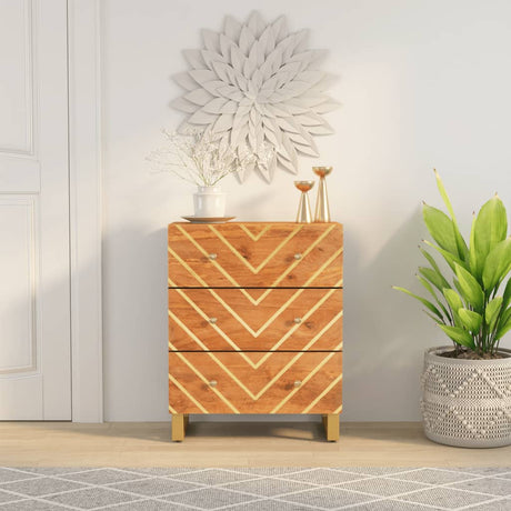 Side Cabinet Brown And Black 60X33.5X75 Cm Solid Wood Mango