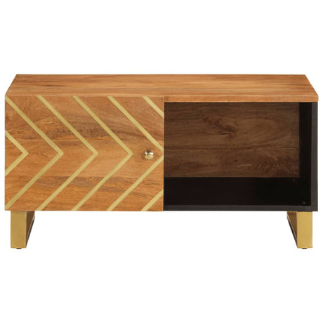 Coffee Table Brown And Black 80X50X40 Cm Solid Wood Mango
