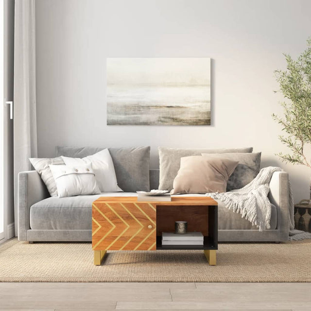 Coffee Table Brown And Black 80X50X40 Cm Solid Wood Mango