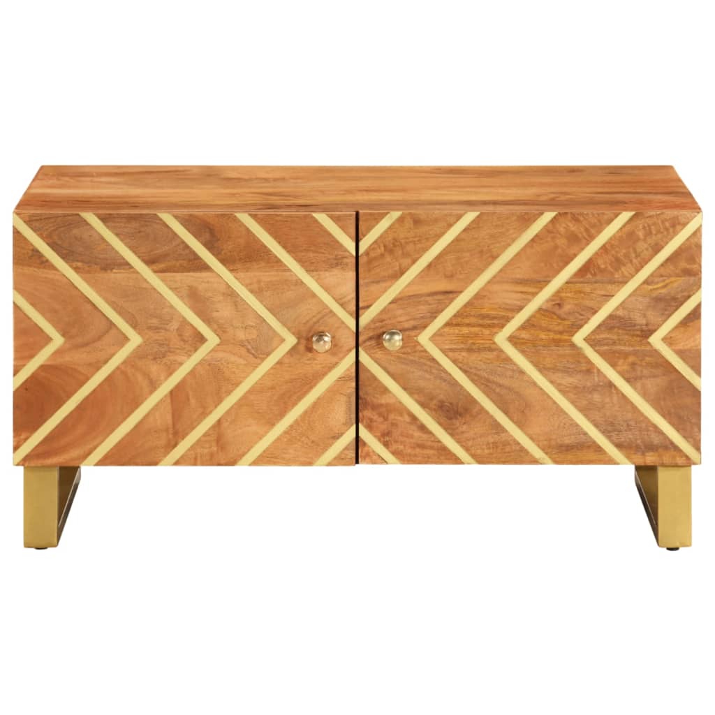 Coffee Table Brown And Black 80X50X40 Cm Solid Wood Mango