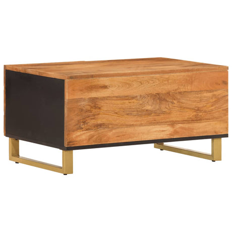 Coffee Table Brown And Black 80X50X40 Cm Solid Wood Mango