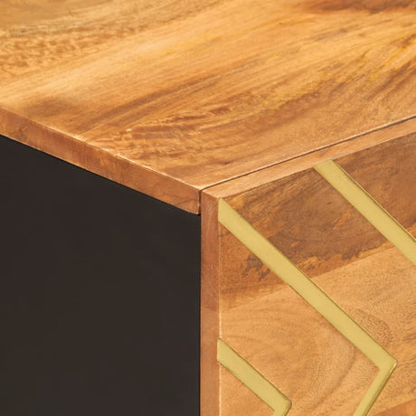 Coffee Table Brown And Black 80X50X40 Cm Solid Wood Mango