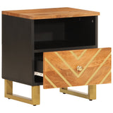 Bedside Cabinet Brown And Black Solid Wood Mango
