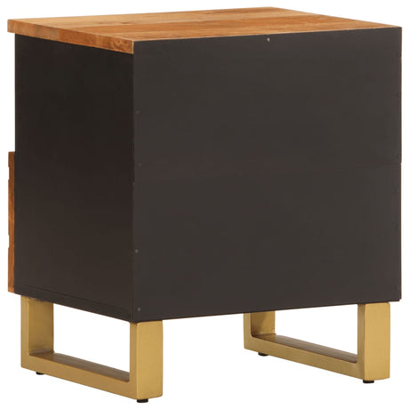 Bedside Cabinet Brown And Black Solid Wood Mango