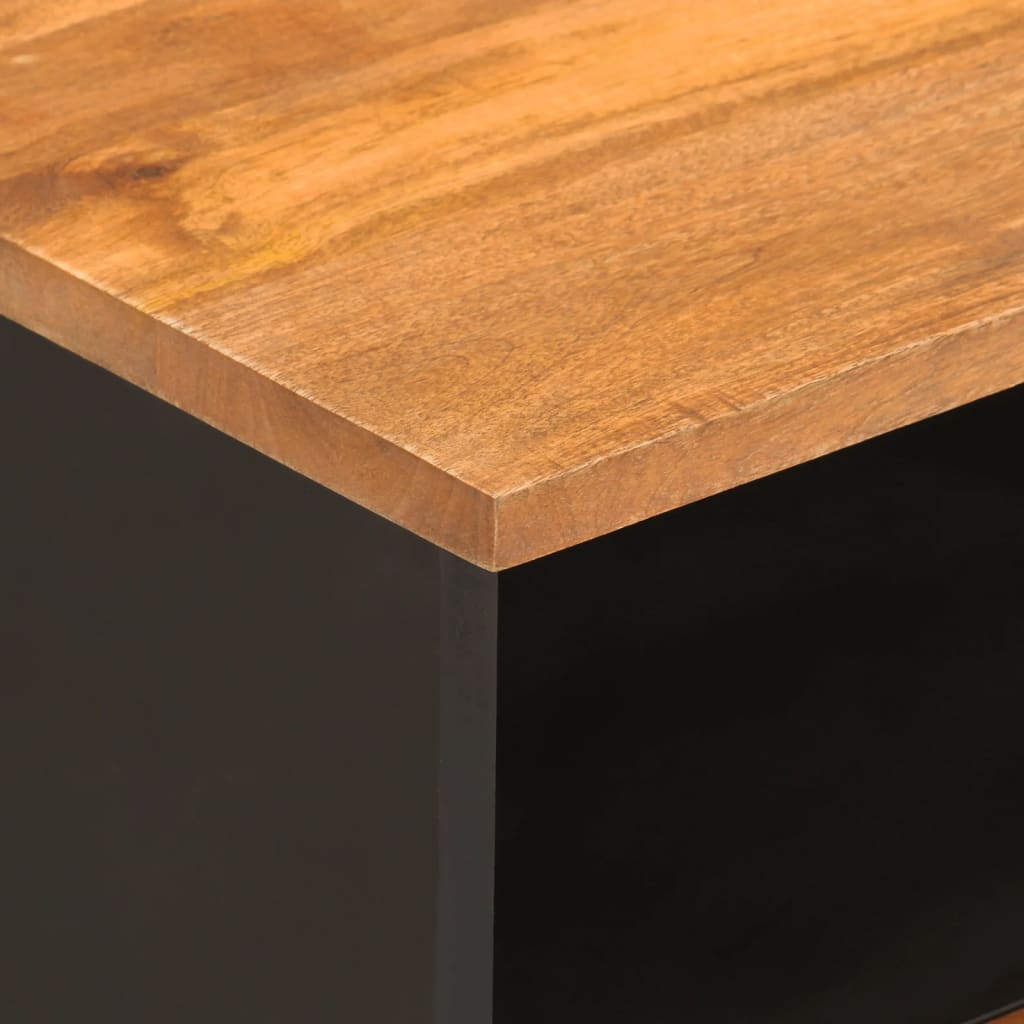 Bedside Cabinet Brown And Black Solid Wood Mango