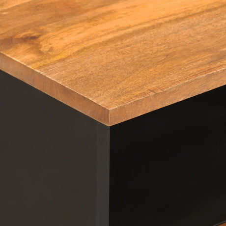 Bedside Cabinet Brown And Black Solid Wood Mango