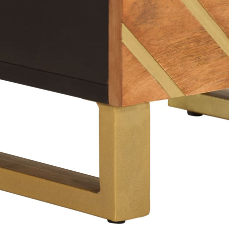 Bedside Cabinet Brown And Black Solid Wood Mango