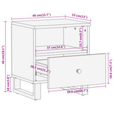 Bedside Cabinet Brown And Black Solid Wood Mango