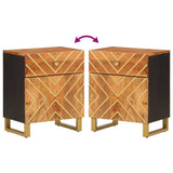 Bedside Cabinet Brown And Black 50X33X60 Cm Solid Wood Mango