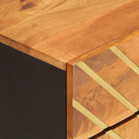 Bedside Cabinet Brown And Black 50X33X60 Cm Solid Wood Mango