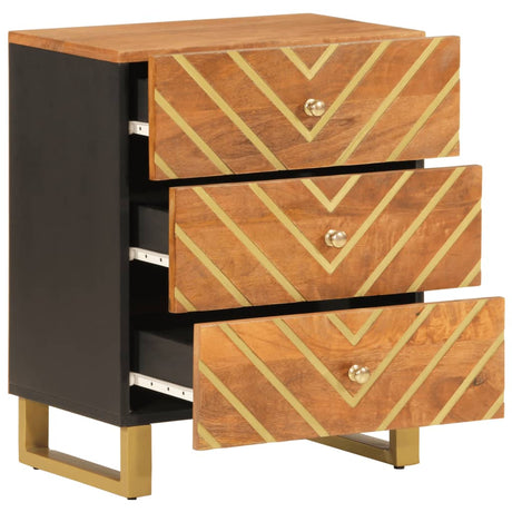 Bedside Cabinet Brown And Black 50X33X60 Cm Solid Wood Mango