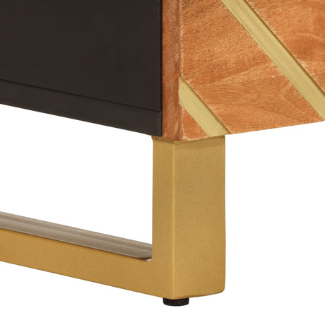 Bedside Cabinet Brown And Black 50X33X60 Cm Solid Wood Mango