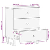 Bedside Cabinet Brown And Black 50X33X60 Cm Solid Wood Mango