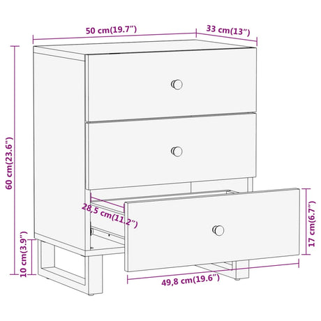 Bedside Cabinet Brown And Black 50X33X60 Cm Solid Wood Mango
