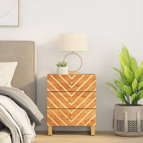 Bedside Cabinet Brown And Black 50X33X60 Cm Solid Wood Mango
