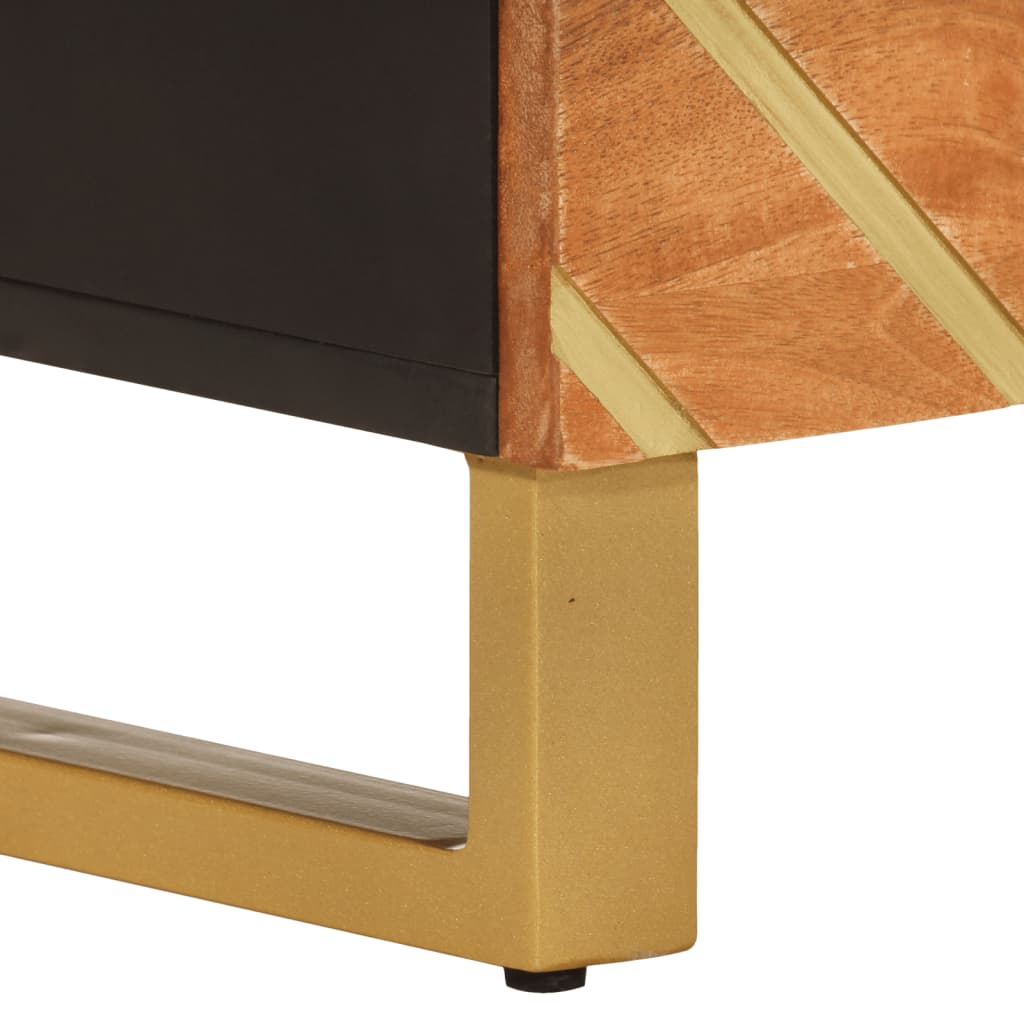 Bedside Cabinet Brown And Black 50X33X60 Cm Solid Wood Mango