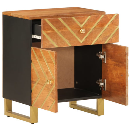 Bedside Cabinet Brown And Black 50X33X60 Cm Solid Wood Mango